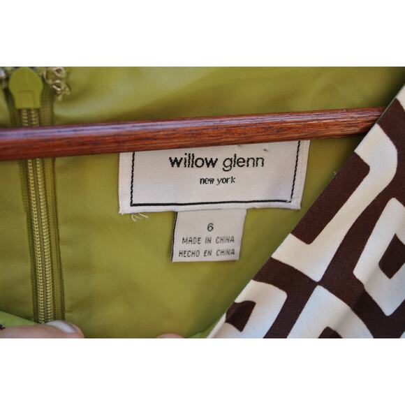 Willow Glenn New York Brown & White Diamond Print Sleeveless Dress – Size 6 - Picture 2 of 5